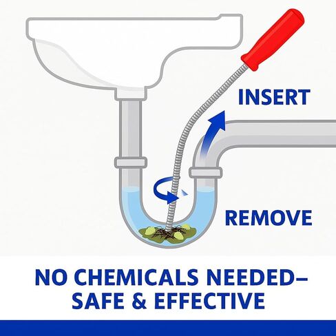 Drain Snake Clog Remover 10 Ft Flexible Metal Plumbing Snake for Sink, Shower, Tub & Bathroom Drain – Removes Hair & Grease – No Chemical Drain Cleaners Needed in Kuwait