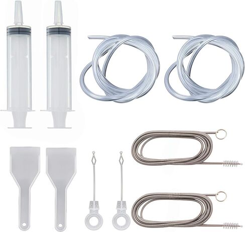 10 PCS Refrigerator Drain Cleaning Tool Include 1.5m Flexible Refrigerator Scrub Brush Flexible Feeding Tube Brush,Syringe Shovel Plug Rod, Water Dispenser Cleaning Kit in Kuwait