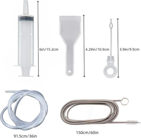 10 PCS Refrigerator Drain Cleaning Tool Include 1.5m Flexible Refrigerator Scrub Brush Flexible Feeding Tube Brush,Syringe Shovel Plug Rod, Water Dispenser Cleaning Kit in Kuwait