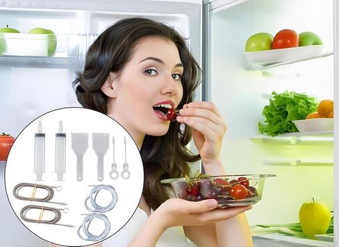10 PCS Refrigerator Drain Cleaning Tool Include 1.5m Flexible Refrigerator Scrub Brush Flexible Feeding Tube Brush,Syringe Shovel Plug Rod, Water Dispenser Cleaning Kit in Kuwait