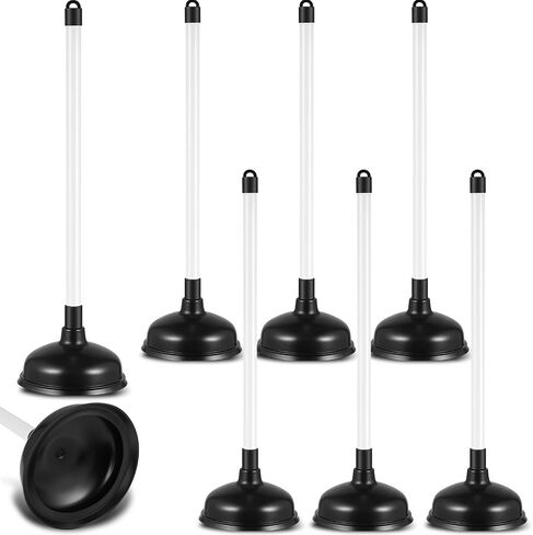 Reallnaive 12 Pack Toilet Plungers Bulk with 19.7 Inch Long Handle Force Suction Cup Rubber Plunger for Bathroom to Fix Clogged Toilets Drains (Black) in Kuwait