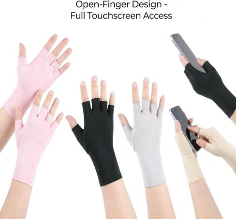 4 Pairs Women's Sun Protection Fingerless Running Gloves UPF 50+ UV Blocking Driving Gloves Non-Slip Breathable Summer Arm Sleeves for Golf Cycling Hiking Outdoor in Kuwait