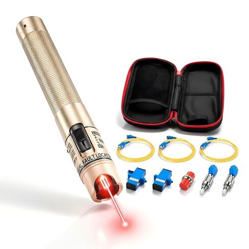 VFLVISUAL LIAL LOCATOR KIT 50MW ، مجموعة أدوات اختبار الكابلات البصرية الألياف ، اختبار قلم الضوء الأحمر مع موصل عالمي 2.5 مم 2PC محول FC-LC و 1PC LC ، SC ، FC COUPLER و 3 1.5M تصحيح الألياف in Kuwait