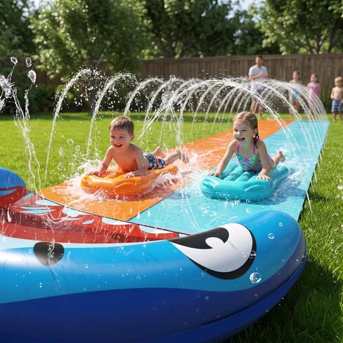 Inflatable Body Boards for Lawn Water Slide Replacement Kit, 2 Pack Surf Board Pool Floats with 12 Ground Stakes and Repair Tape for Backyard Lawn Water Slides in Kuwait