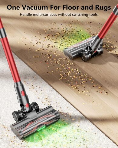 Cordless Vacuum Cleaner, 185AW Powerful Suction Vacuum Cleaner for Home, 65Mins Runtime Self-Standing Stick Vacuum, Anti-Tangled, Lightweight Vacuum Cordless for Home Hardwood Floor Carpet Pet Hair in Kuwait