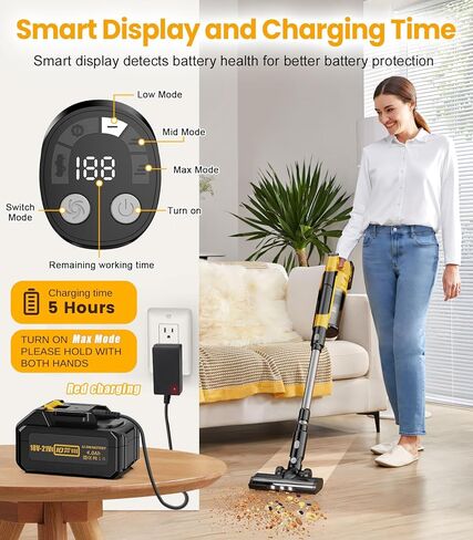 qimedo V1 Cordless Vacuum with Extra 8000mAh Battery, 700W Brushless Vacuum Cleaners for Home, 6 in 1 Electric Stick Vacuum withwith Hepa Filter, Cordless Vacuum for Pet Hair/Hardwood Floor in Kuwait