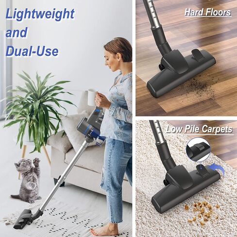 مكنسة كهربائية سلكية Intercleaner، شفط قوي 17 كيلو باسكال مع محرك 600 واط، 10 في 1 عصا خفيفة الوزن بدون كيس مع مقبض يدوي، هادئ للغاية، لشعر الحيوانات الأليفة في السيارة والأرضيات الخشبية الصلبة in Kuwait