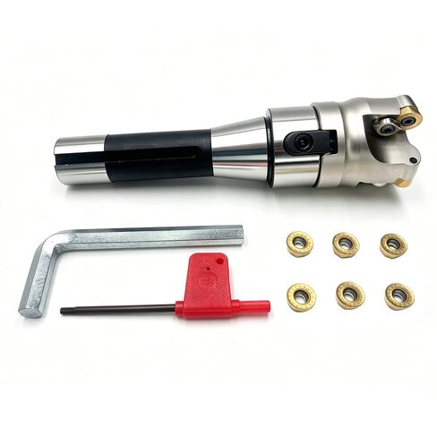 طقم حامل مطحنة الوجه - R8-FMB22-7/16 Arbor + EMRW 6R 50-22 (1.96 بوصة) + 10 قطع RPMT1204 - لتصنيع الطائرات من الفولاذ والفولاذ المقاوم للصدأ والمواد الأخرى والتخشين in Kuwait