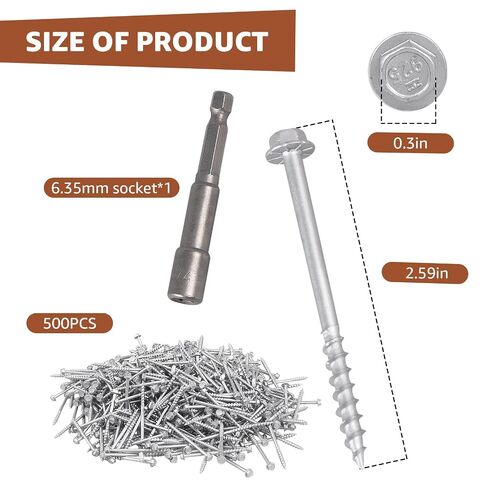 Connector Screws #9 x 2-1/2" Joist Hanger Screws 1/4" Hex Head Wood Screws Replace 9212R500 10D Nails Hex Bit Included, 500 Count in Kuwait