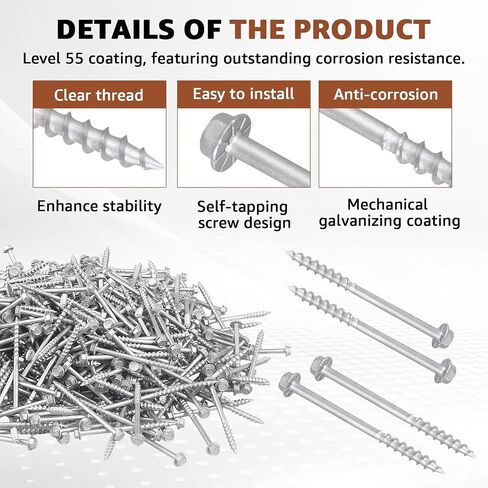 Connector Screws #9 x 2-1/2" Joist Hanger Screws 1/4" Hex Head Wood Screws Replace 9212R500 10D Nails Hex Bit Included, 500 Count in Kuwait