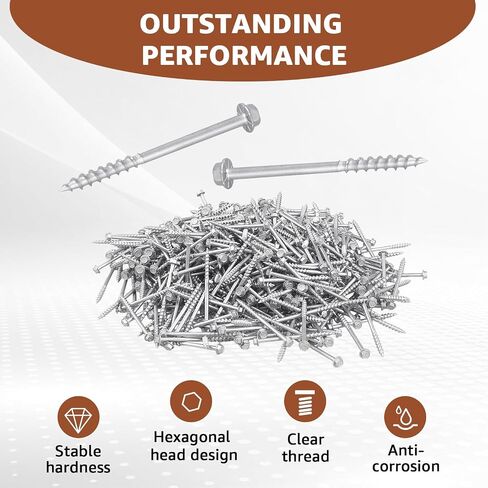 Connector Screws #9 x 2-1/2" Joist Hanger Screws 1/4" Hex Head Wood Screws Replace 9212R500 10D Nails Hex Bit Included, 500 Count in Kuwait