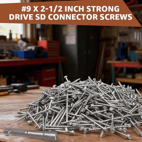 Connector Screws #9 x 2-1/2" Joist Hanger Screws 1/4" Hex Head Wood Screws Replace 9212R500 10D Nails Hex Bit Included, 500 Count in Kuwait