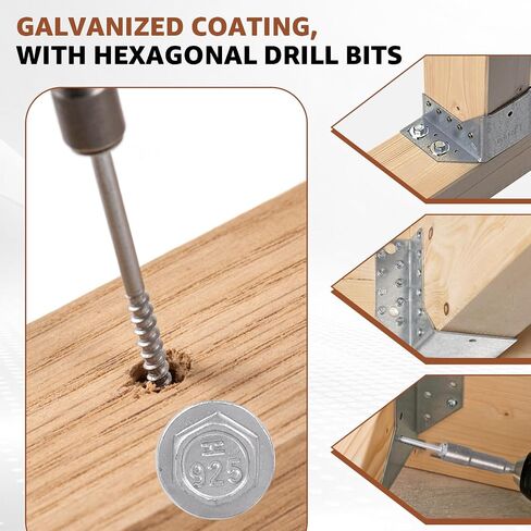 Connector Screws #9 x 2-1/2" Joist Hanger Screws 1/4" Hex Head Wood Screws Replace 9212R500 10D Nails Hex Bit Included, 500 Count in Kuwait