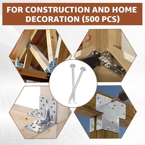 Connector Screws #9 x 2-1/2" Joist Hanger Screws 1/4" Hex Head Wood Screws Replace 9212R500 10D Nails Hex Bit Included, 500 Count in Kuwait