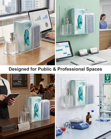 Acrylic Hygiene Station, 3 Compartment Clear Hygiene Supply Dispenser, Wall-Mountable or Countertop PPE Station for Face Masks Gloves Hand Sanitizer Tissues for Office Clinic Restaurant School in Kuwait
