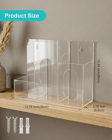 Acrylic Hygiene Station, 3 Compartment Clear Hygiene Supply Dispenser, Wall-Mountable or Countertop PPE Station for Face Masks Gloves Hand Sanitizer Tissues for Office Clinic Restaurant School in Kuwait