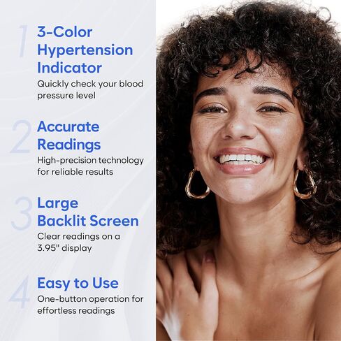 Blood Pressure Monitor for Home Use: Easy@Home Upper Arm Large Cuff BP Machine - Automatic Tensiometer with 3-Color Backlit Hypertension Display and 2 Users, Supports Free MyHeartPal App Scan, EBP-095 in Kuwait
