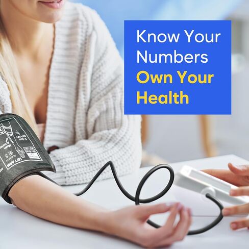 Blood Pressure Monitor for Home Use: Easy@Home Upper Arm Large Cuff BP Machine - Automatic Tensiometer with 3-Color Backlit Hypertension Display and 2 Users, Supports Free MyHeartPal App Scan, EBP-095 in Kuwait