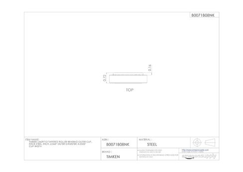 Timken LM29710 كأس السباق الخارجي بمحمل أسطواني مدبب، فولاذ، بوصة، القطر الخارجي 2.563 بوصة، عرض الكوب 0.5500 بوصة in Kuwait