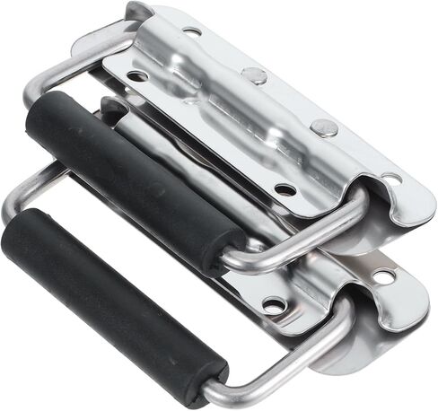 Pull Handles with Heavy Duty Folding for and 2pcs Toolbox Spring Loaded Stainless Steel Non-Slip Rubber Grip, Surface Mount Hardware Use Case for Garage and Cabinet in Kuwait