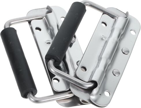 Gadpiparty 2pcs Stainless Steel Folding Handle with Rubber Grip for Toolbox and Wooden Crate, Heavy Duty Pull Handles with Comfortable Grip and Easy Installation in Kuwait