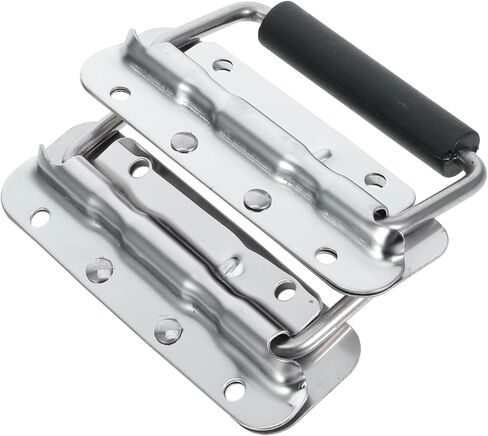 Veemoon 2pcs Spring Loaded Pull Handles for Wooden Crate and Chest, Heavy Duty Stainless Steel with Non-Slip Rubber Grip, Surface Mounted Toolbox Handle for Storage Boxes and Jewelry Cases in Kuwait