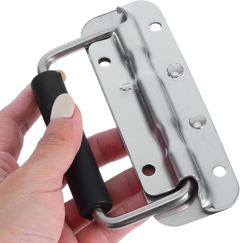 Veemoon 2pcs Spring Loaded Pull Handles for Wooden Crate and Chest, Heavy Duty Stainless Steel with Non-Slip Rubber Grip, Surface Mounted Toolbox Handle for Storage Boxes and Jewelry Cases in Kuwait