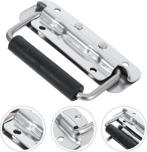 Veemoon 2pcs Spring Loaded Pull Handles for Wooden Crate and Chest, Heavy Duty Stainless Steel with Non-Slip Rubber Grip, Surface Mounted Toolbox Handle for Storage Boxes and Jewelry Cases in Kuwait