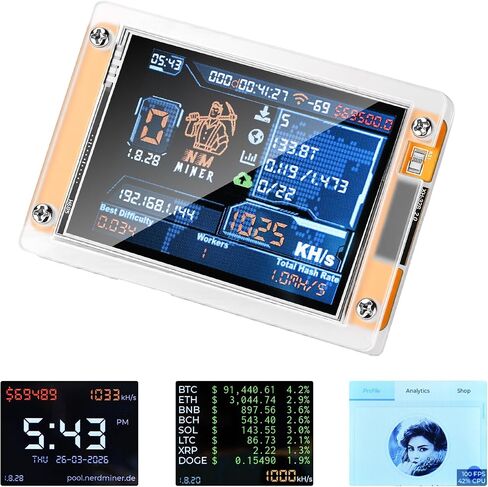 Bitcoin Miner 1000KH/s NerdMiner V2 ESP32 Development Board 2.8" mini Bitcoin Miner with Smart Display Suitable for Hashrate Module Calculation Type C in Saudi Arabia