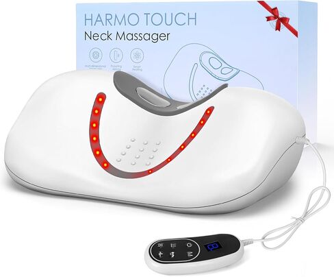 3-in 1 Heated Neck Stretcher with Airbag Traction & Vibration, Rechargeable Wireless Cervical Traction Device for Neck Pain Relief and Shoulder Relaxer, Neck Massager Pillow for Home/Office- White in Kuwait