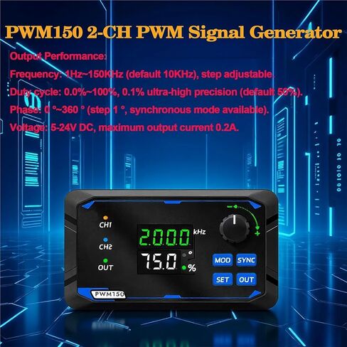 PWM150 2 CH/ثنائي القناة PWM إشارة مولد محرك معزز مدفوعة مربع موجة نبض موجة تردد دورة العمل المرحلة قابل للتعديل in Kuwait