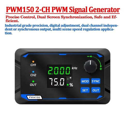 PWM150 2 CH/ثنائي القناة PWM إشارة مولد محرك معزز مدفوعة مربع موجة نبض موجة تردد دورة العمل المرحلة قابل للتعديل in Kuwait