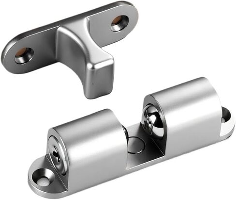 Double Ball Door Latch Spring Lock for Furniture Cabinet Closet Adjustable Tension Aluminum Alloy Buckle(Silver Pro) in Kuwait