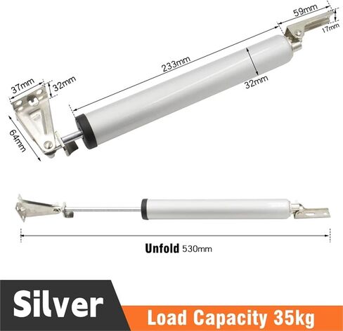 Soft Closing Door Closer 35KG Pneumatic Adjustable Speed Positioning Stop Protective Holder Hardware(Silver) in Kuwait