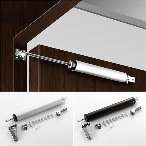 Soft Closing Door Closer 35KG Pneumatic Adjustable Speed Positioning Stop Protective Holder Hardware(Silver) in Kuwait