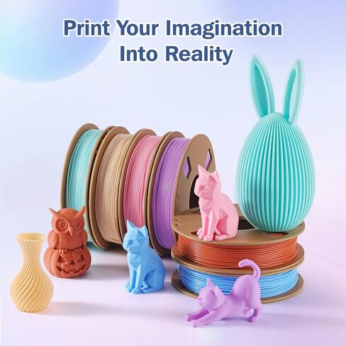 PLA 3D Printer Filament Bundle 1.75mm, 6 Colors Pastel 250g Each | Dimensional Accuracy +/- 0.02 mm, Compatible with Most FDM 3D Printers, For DIY Projects, Models and Crafts in Kuwait