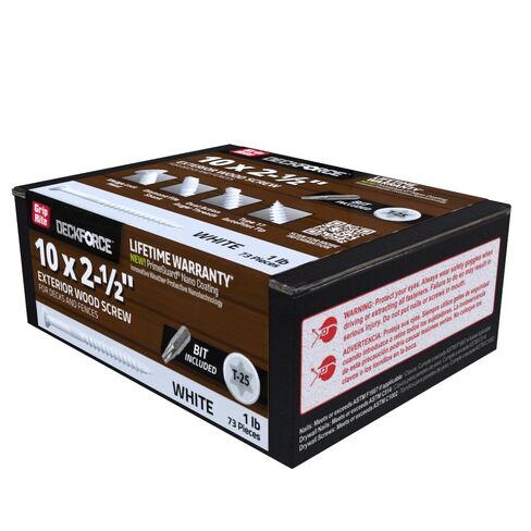 براغي خشبية خارجية من Grip-Rite DeckForce للأسطح والأسوار - مطلية بالنانو - طرف الطيار الآلي T-17 - براغي سطح بيضاء - #10 × 2-1/2 بوصة - صندوق 1 رطل - GRDF212STWH1 in Kuwait