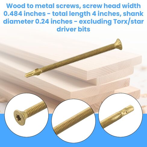 #14 × 4 براغي Tek Torx/Star Head ذاتية الحفر من الخشب إلى المعدن، براغي Tek Torx/Star T-30 Torx المسمار للأسِرَّة المسطحة أو المقطورات أو التثبيت من الخشب إلى الفولاذ - 25 قطعة in Kuwait