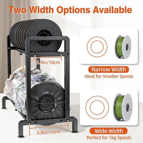 2-Tier 3D Printer Filament Storage Organizer Rack for 20 Rolls, Adjustable Length & Width, Heavy Duty Filament Spool Holder Rack for 3D Printing Workstation, Office, Workshop in Kuwait