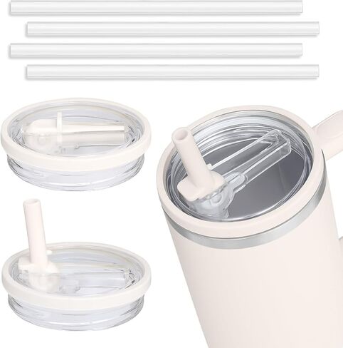 40oz Flip Straw Leak Proof Lid for Stanley H2.0 Quencher, 2 Pack Tumbler Lid Replacement, No Spill Proof Straw Cover for Stanley Cup Accessories (Black) in Kuwait