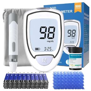 Blood Glucose Monitor, Glucometer Kit with 100 Strips and Lancets, Diabetic Testing Kit with Auto Eject, No Coding, Large Display for Seniors, Blood Sugar Testing Kit for Travel & Home Use in Saudi Arabia