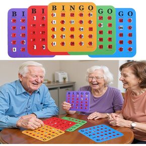 5 Packs Bingo Cards for Seniors, Shutter Slide Bingo Cards for Parties, Travel, Camping, Family Gatherings, School and Office Activities in Kuwait