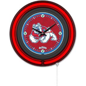 Holland Bar Stool Clk15BKFresSt NCAA 15 in. Dia. Fresno State University Double Neon Wall Clock Black in Saudi Arabia