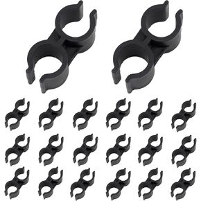 20Pcs Double Pipe Clamp Clips, H-Type Plastic Double Port Pipe Clamp Connection, Tube Clamps Clips Buckle, Shelf Pipe Linking Fastener Accessories (20mm Black) in Saudi Arabia