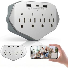كاميرا أمان لمنفذ الحائط بدقة 1080 بكسل، كاميرا مراقبة داخلية WiFi بزاوية واسعة للغاية 120 درجة، تصميم 4 في 1 (شحن USB وحماية من زيادة التيار)، تخزين بطاقة SD المحلية للمنزل والمكتب in Kuwait