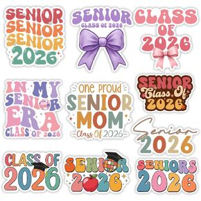 Sodava Class of 2026 Senior Stickers Pack - 10 PCS 3 × 3 بوصة التخرج لكبار السن والطلاب والمعلمين والمعلمين - شارات الفينيل المقاومة للماء للكمبيوتر المحمول ، Hydroflask ، سجل القصاصات ، هدايا المدرسة in Kuwait
