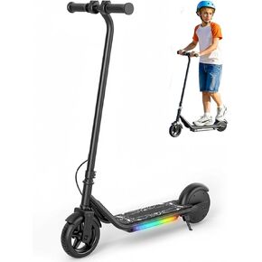 Kids Electric Scooter, 10MPH Max Speed, Double Brake, Magnetic Charging, Pedal Light, 150W Motor, Electric Scooter for Kids Aged 6-12 (10MPH Max Speed, Black) in Saudi Arabia