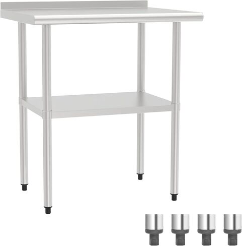 Stainless Steel Table (Backboard Table+2 Undershelves+Casters, 24 x 36 Inch) in Saudi Arabia