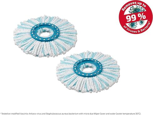 Leifheit استبدال رأس Mop Clean Twist Disc Mop X 2 ، نظام 2 من الألياف للتنظيف الفعال وامتصاص الأوساخ العالية وامتصاص الماء ، مجموعة من 2 رؤوس in Kuwait