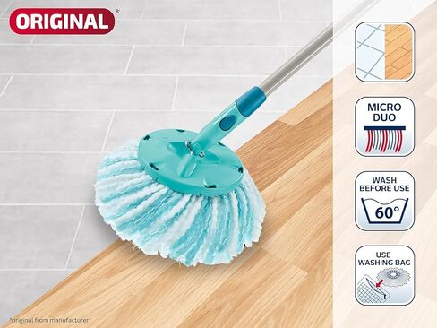 Leifheit استبدال رأس Mop Clean Twist Disc Mop X 2 ، نظام 2 من الألياف للتنظيف الفعال وامتصاص الأوساخ العالية وامتصاص الماء ، مجموعة من 2 رؤوس in Kuwait